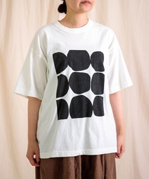 [prit] 空紡度詰天竺 フレームドットプリントTシャツ