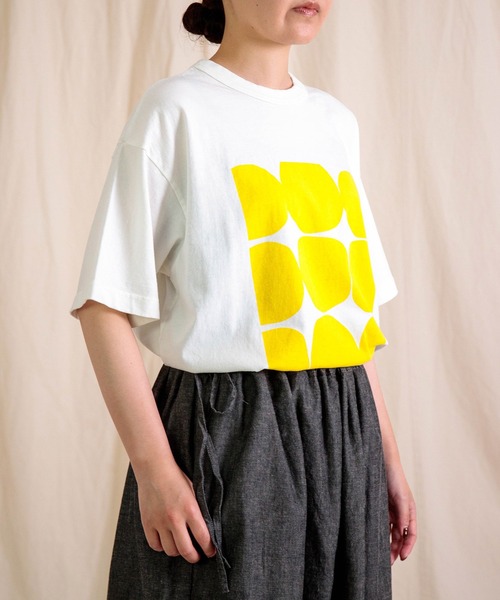prit] 空紡度詰天竺 フレームドットプリントTシャツ | Domingo