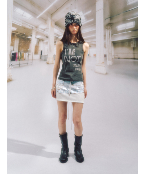 SOMSOC(ソムソック)の「PUNKY SLOGAN RIBBED TANK TOP_CHARCOAL(Tシャツ/カットソー・レディース・その他・FREE)」の3枚目の写真