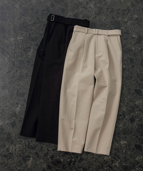 ADAM ET ROPE'（アダムエロペ）の「コットンダブルクロス ベルテッド ワイドスラックス（スラックス・メンズ・ブラック/ベージュ・M/L）」の14枚目の写真