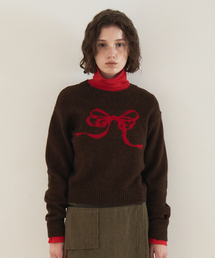 BENSIMON（ベンシモン）の「RIBBON JACQUARD KNIT - BROWN（ニット/セーター）」