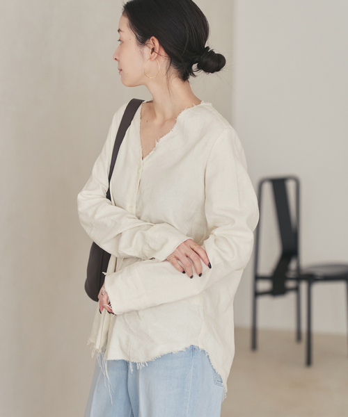 plage(プラージュ)の「《追加》R’IAM シルクMIX DAMEGE シャツ(シャツ/ブラウス・レディース・ホワイト・FREE)」の4枚目の写真