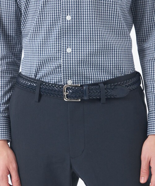 MACKINTOSH PHILOSOPHY（ﾏｯｷﾝﾄｯｼｭ ﾌｨﾛｿﾌｨｰ）の「オイルレザーメッシュ カジュアルベルト（ベルト・メンズ・ダークネイビー/ブラウン系その他7/ブラック・FREE）」の5枚目の写真