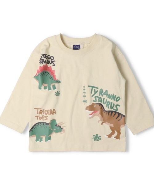 Crescent(クレッセント)の「恐竜プリント長袖Tシャツ(Tシャツ/カットソー・キッズ・ベージュ/ブルー・80/90/100/110/120/130)」の2枚目の写真