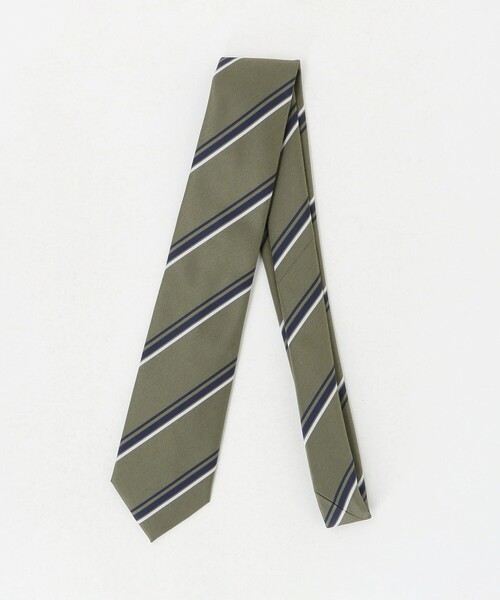green label relaxing（グリーンレーベルリラクシング）の「GLR ポリエステル ウォッシャブル ストライプ3 ネクタイ（ネクタイ・メンズ・オリーブ/ダークブラウン/ダークグレー・FREE）」の3枚目の写真