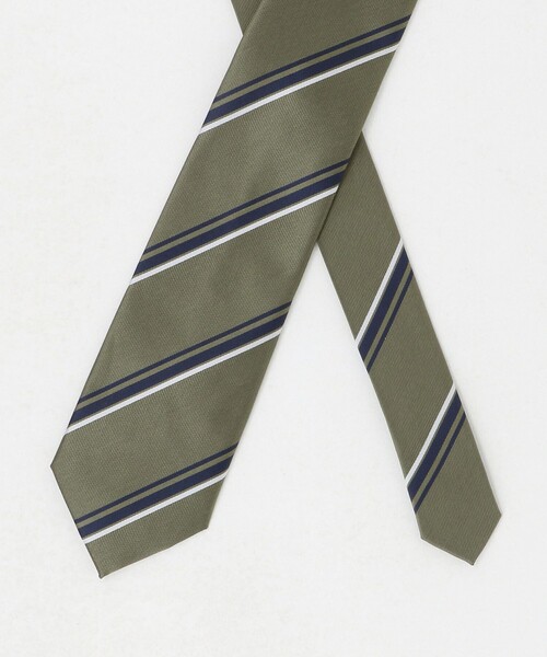 green label relaxing（グリーンレーベルリラクシング）の「GLR ポリエステル ウォッシャブル ストライプ3 ネクタイ（ネクタイ・メンズ・オリーブ/ダークブラウン/ダークグレー・FREE）」の11枚目の写真