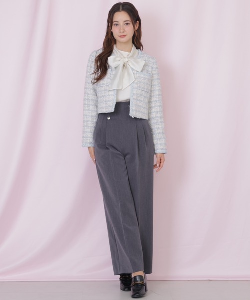 JILL by JILL STUART(ジルバイジルスチュアート)の「ビジューブレード付きツイードジャケット(ノーカラージャケット・レディース・ホワイト系その他/ブルー系その他・MEDIUM/SMALL)」の21枚目の写真