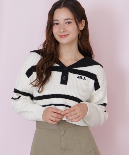 JILL by JILL STUART(ジルバイジルスチュアート)の「ビッグカラー畔ニット(ニット/セーター・レディース・ブルー系その他/レッド系その他/ホワイト/ブラック系その他・FREE)」の3枚目の写真