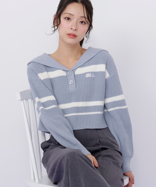 JILL by JILL STUART(ジルバイジルスチュアート)の「ビッグカラー畔ニット(ニット/セーター・レディース・ブルー系その他/レッド系その他/ホワイト/ブラック系その他・FREE)」の2枚目の写真