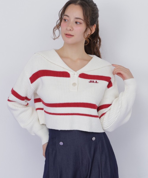 JILL by JILL STUART(ジルバイジルスチュアート)の「ビッグカラー畔ニット(ニット/セーター・レディース・ブルー系その他/レッド系その他/ホワイト/ブラック系その他・FREE)」の4枚目の写真