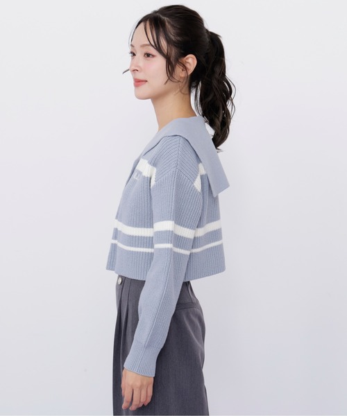 JILL by JILL STUART(ジルバイジルスチュアート)の「ビッグカラー畔ニット(ニット/セーター・レディース・ブルー系その他/レッド系その他/ホワイト/ブラック系その他・FREE)」の6枚目の写真