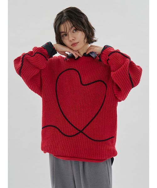 HEART】【ONLINE限定カラーあり】ハートエンブロイダリーニット