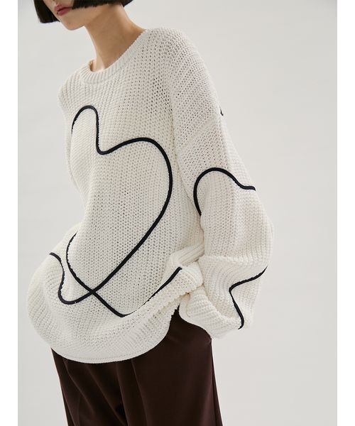 HEART】【ONLINE限定カラーあり】ハートエンブロイダリーニット