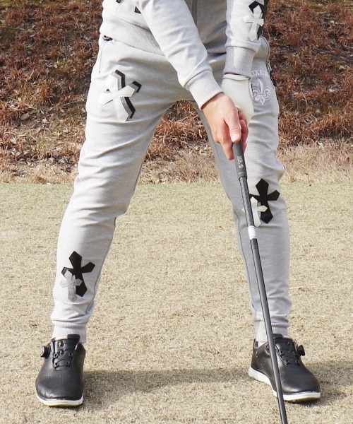 LUXE/R GOLF（ラグジュ ゴルフ）の「(RM)【LUXE/R GOLF】ストレッチ ポンチ クロスワッペン ジョガーパンツ（スウェットパンツ・メンズ・ブラック/杢グレー/ホワイト・LARGE/X-LARGE/MEDIUM）」の3枚目の写真