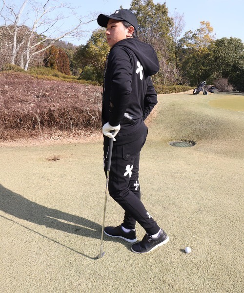 LUXE/R GOLF（ラグジュ ゴルフ）の「(RM)【LUXE/R GOLF】ストレッチ ポンチ クロスワッペン ジョガーパンツ（スウェットパンツ・メンズ・ブラック/杢グレー/ホワイト・LARGE/X-LARGE/MEDIUM）」の9枚目の写真