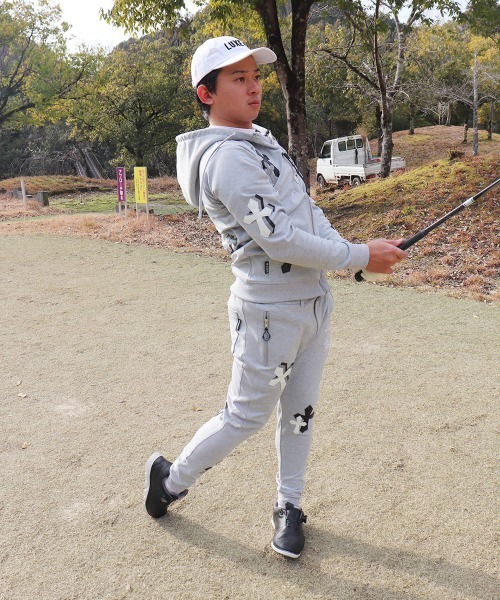 LUXE/R GOLF（ラグジュ ゴルフ）の「(RM)【LUXE/R GOLF】ストレッチ ポンチ クロスワッペン ジョガーパンツ（スウェットパンツ・メンズ・ブラック/杢グレー/ホワイト・LARGE/X-LARGE/MEDIUM）」の13枚目の写真