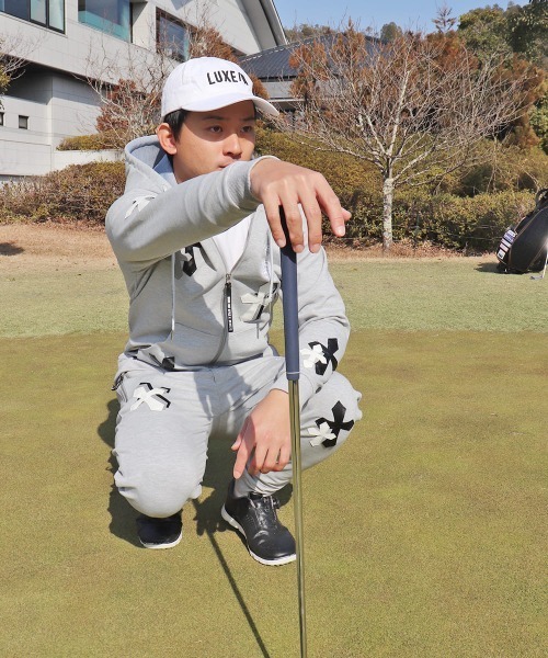 LUXE/R GOLF（ラグジュ ゴルフ）の「(RM)【LUXE/R GOLF】ストレッチ ポンチ クロスワッペン ジョガーパンツ（スウェットパンツ・メンズ・ブラック/杢グレー/ホワイト・LARGE/X-LARGE/MEDIUM）」の14枚目の写真