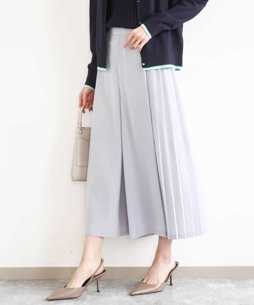 MK MICHEL KLEIN（エムケーミッシェルクラン）の「[洗える]サイドプリーツガウチョパンツ（その他パンツ・レディース・グレイッシュブルー/ネイビー・38）」の3枚目の写真