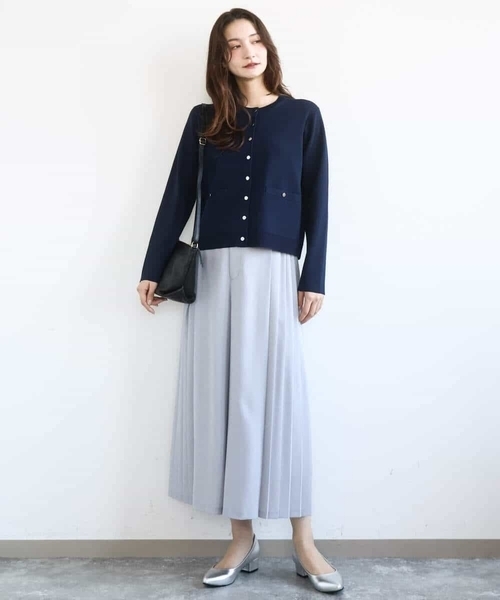 MK MICHEL KLEIN（エムケーミッシェルクラン）の「[洗える]サイドプリーツガウチョパンツ（その他パンツ・レディース・グレイッシュブルー/ネイビー・38）」の7枚目の写真