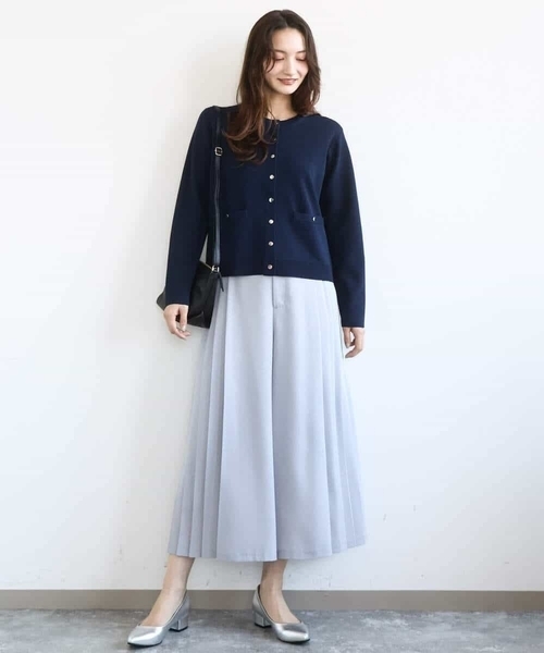 MK MICHEL KLEIN（エムケーミッシェルクラン）の「[洗える]サイドプリーツガウチョパンツ（その他パンツ・レディース・グレイッシュブルー/ネイビー・38）」の9枚目の写真