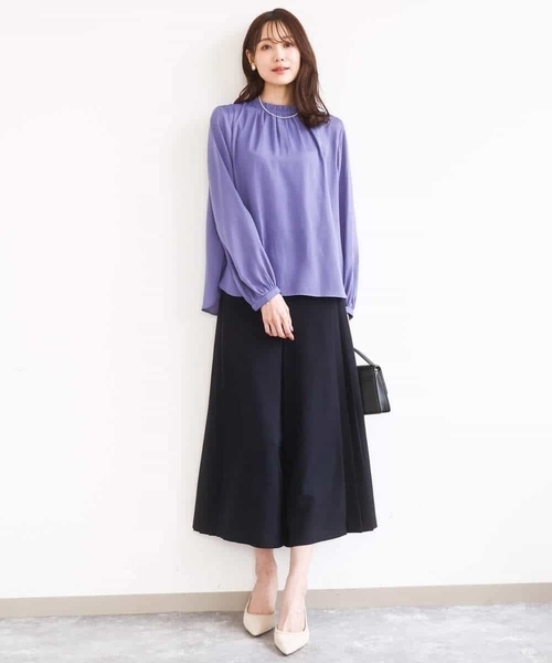 MK MICHEL KLEIN（エムケーミッシェルクラン）の「[洗える]サイドプリーツガウチョパンツ（その他パンツ・レディース・グレイッシュブルー/ネイビー・38）」の15枚目の写真