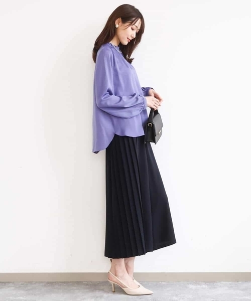 MK MICHEL KLEIN（エムケーミッシェルクラン）の「[洗える]サイドプリーツガウチョパンツ（その他パンツ・レディース・グレイッシュブルー/ネイビー・38）」の16枚目の写真