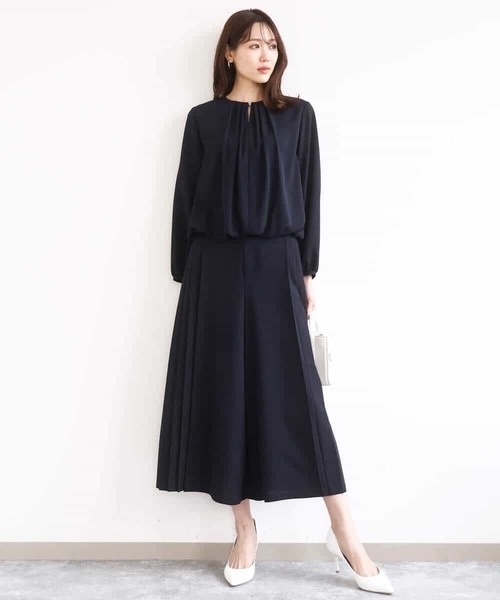 MK MICHEL KLEIN（エムケーミッシェルクラン）の「[洗える]サイドプリーツガウチョパンツ（その他パンツ・レディース・グレイッシュブルー/ネイビー・38）」の17枚目の写真