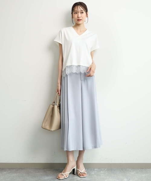 MK MICHEL KLEIN（エムケーミッシェルクラン）の「[洗える]サイドプリーツガウチョパンツ（その他パンツ・レディース・グレイッシュブルー/ネイビー・38）」の21枚目の写真
