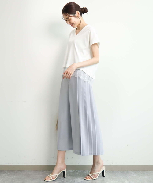 MK MICHEL KLEIN（エムケーミッシェルクラン）の「[洗える]サイドプリーツガウチョパンツ（その他パンツ・レディース・グレイッシュブルー/ネイビー・38）」の22枚目の写真