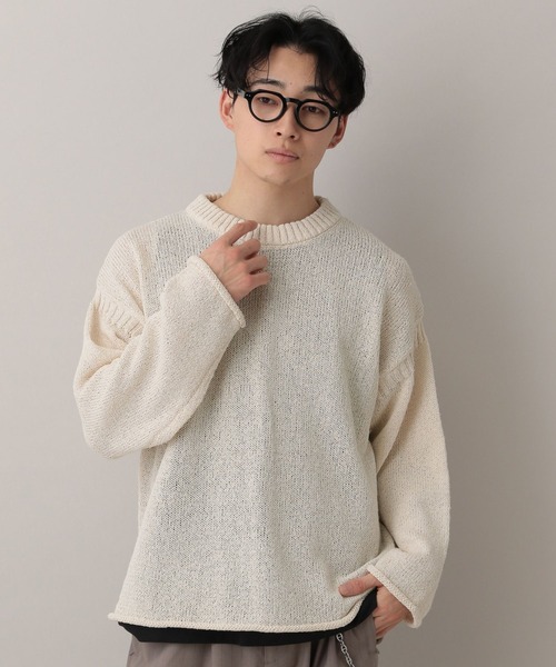 RAGEBLUE（レイジブルー）の「Lowgage Chunky Knit/ チャンキーニット（ニット/セーター・メンズ・ホワイト/ライトグリーン・MEDIUM/LARGE）」の2枚目の写真