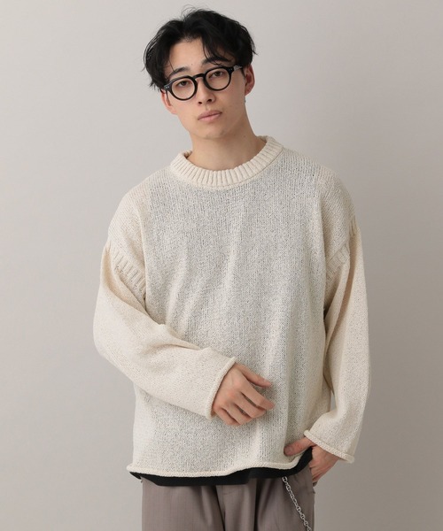 RAGEBLUE（レイジブルー）の「Lowgage Chunky Knit/ チャンキーニット（ニット/セーター・メンズ・ホワイト/ライトグリーン・MEDIUM/LARGE）」の6枚目の写真