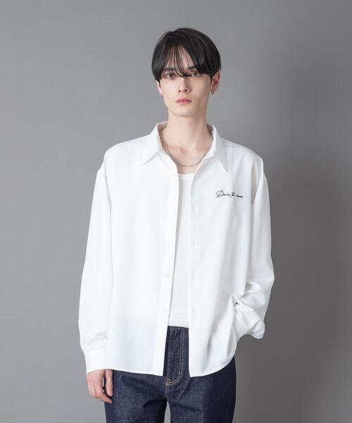 BROWNY（ブラウニー）の「BROWNY/【26年春夏新作】ワンポイントルーズシャツ(LS)（シャツ/ブラウス・メンズ・ブラック/ホワイト/ブルー系その他・LARGE/MEDIUM）」の2枚目の写真