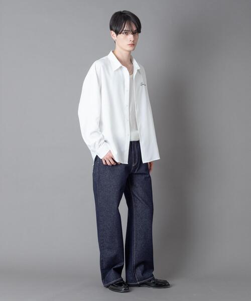 BROWNY（ブラウニー）の「BROWNY/【26年春夏新作】ワンポイントルーズシャツ(LS)（シャツ/ブラウス・メンズ・ブラック/ホワイト/ブルー系その他・LARGE/MEDIUM）」の4枚目の写真