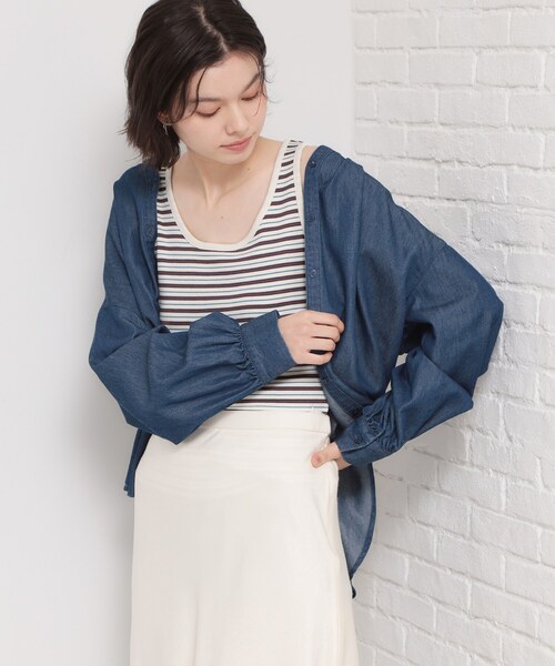 THE SHOP TK (ザ ショップ ティーケー )の「マルチボーダーニットソータンク(タンクトップ・レディース・アイボリー系2/ブラック系2/ダークブラウン系2・13/12)」の4枚目の写真