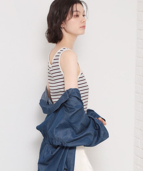 THE SHOP TK (ザ ショップ ティーケー )の「マルチボーダーニットソータンク(タンクトップ・レディース・アイボリー系2/ブラック系2/ダークブラウン系2・13/12)」の5枚目の写真