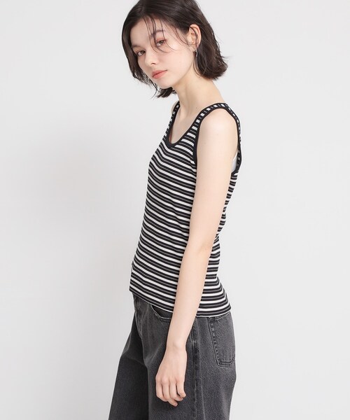 THE SHOP TK (ザ ショップ ティーケー )の「マルチボーダーニットソータンク(タンクトップ・レディース・アイボリー系2/ブラック系2/ダークブラウン系2・13/12)」の8枚目の写真