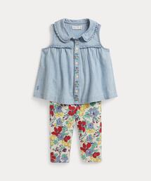 POLO RALPH LAUREN CHILDRENSWEAR（ポロ ラルフ ローレン チルドレンズウェア）の「シャンブレー トップ & フローラル ジャージー レギンス（その他ベビーウェア）」