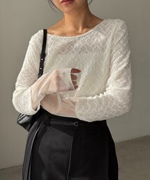 CAPRICIEUX LE'MAGE | 袖シアーレースT(Tシャツ/カットソー)