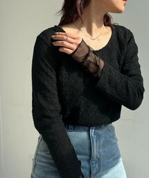 CAPRICIEUX LE'MAGE | 袖シアーレースT(Tシャツ/カットソー)