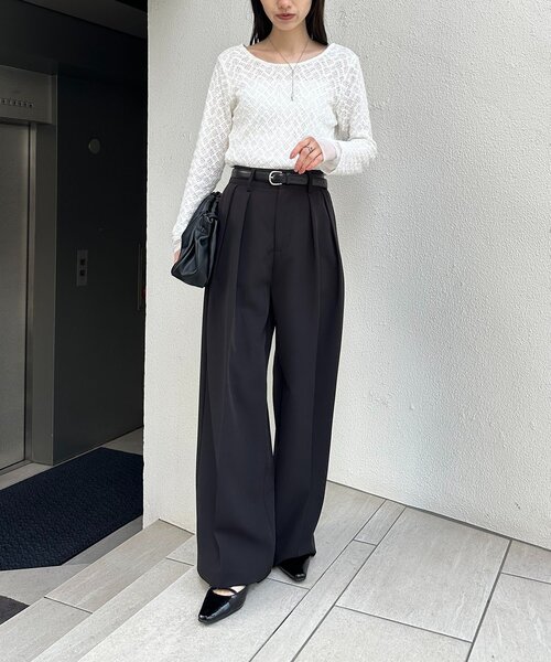 CAPRICIEUX LE'MAGE(カプリシューレマージュ)の「袖シアーレースT(Tシャツ/カットソー・レディース・ブラック/ホワイト・FREE)」の5枚目の写真