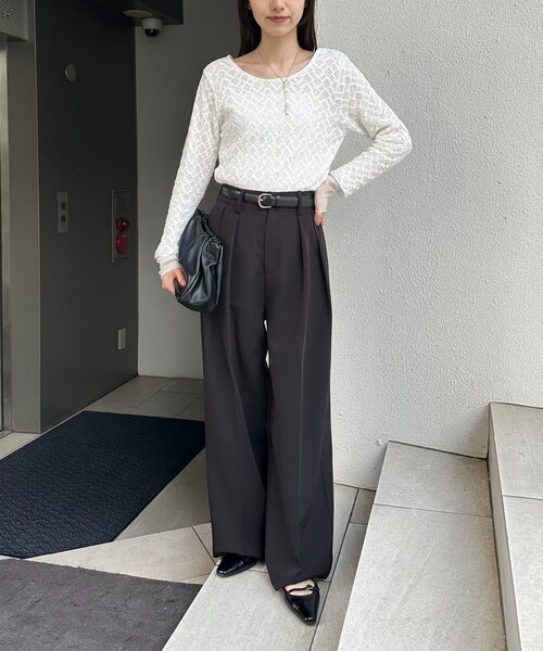 CAPRICIEUX LE'MAGE(カプリシューレマージュ)の「袖シアーレースT(Tシャツ/カットソー・レディース・ブラック/ホワイト・FREE)」の6枚目の写真