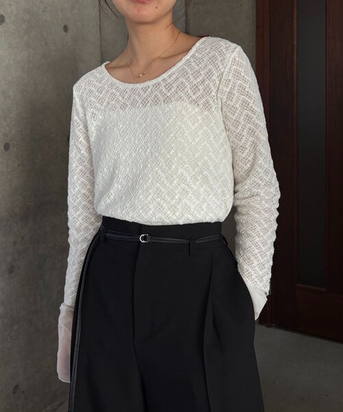 CAPRICIEUX LE'MAGE(カプリシューレマージュ)の「袖シアーレースT(Tシャツ/カットソー・レディース・ブラック/ホワイト・FREE)」の17枚目の写真