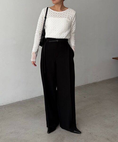 CAPRICIEUX LE'MAGE(カプリシューレマージュ)の「袖シアーレースT(Tシャツ/カットソー・レディース・ブラック/ホワイト・FREE)」の18枚目の写真