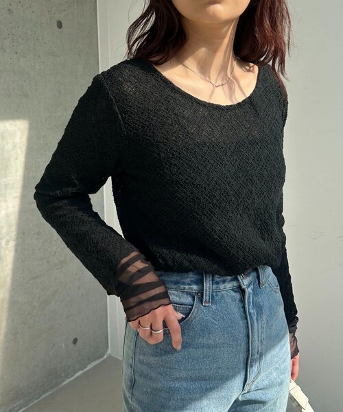 CAPRICIEUX LE'MAGE(カプリシューレマージュ)の「袖シアーレースT(Tシャツ/カットソー・レディース・ブラック/ホワイト・FREE)」の20枚目の写真