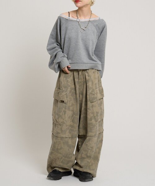 w closet(ダブルクローゼット)の「シアーワンショルスウェット(Tシャツ/カットソー・レディース・アイボリー/グリーン/グレー・FREE)」の17枚目の写真