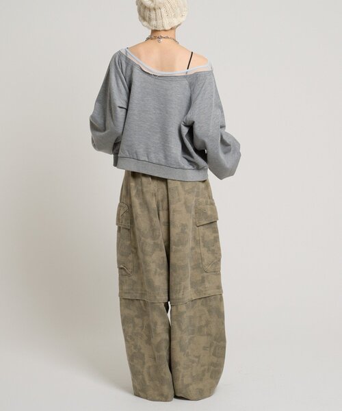 w closet(ダブルクローゼット)の「シアーワンショルスウェット(Tシャツ/カットソー・レディース・アイボリー/グリーン/グレー・FREE)」の19枚目の写真