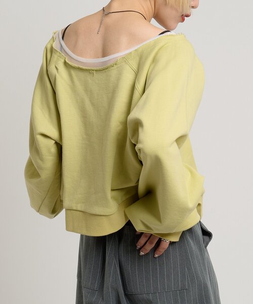 w closet(ダブルクローゼット)の「シアーワンショルスウェット(Tシャツ/カットソー・レディース・アイボリー/グリーン/グレー・FREE)」の10枚目の写真