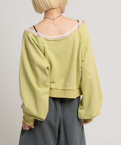 w closet(ダブルクローゼット)の「シアーワンショルスウェット(Tシャツ/カットソー・レディース・アイボリー/グリーン/グレー・FREE)」の11枚目の写真