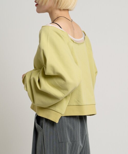 w closet(ダブルクローゼット)の「シアーワンショルスウェット(Tシャツ/カットソー・レディース・アイボリー/グリーン/グレー・FREE)」の12枚目の写真