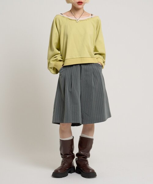 w closet(ダブルクローゼット)の「シアーワンショルスウェット(Tシャツ/カットソー・レディース・アイボリー/グリーン/グレー・FREE)」の13枚目の写真